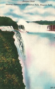 Vintage Postcard 1930's Prospect Point American Canadian Falls Niagara Falls NY