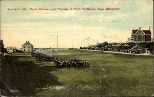 PORTLAND ME Band Concert and Parade at Fort Williams c1910 Postcard