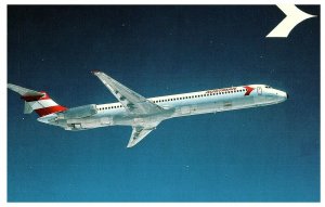 Austrian Airlines Douglas DC 9 Super 80 airline issued Airplane Postcard x 2