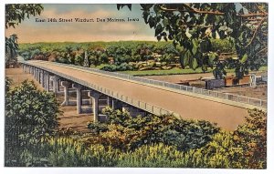 Des Moines Iowa East 14th Street Viaduct Postcard D30