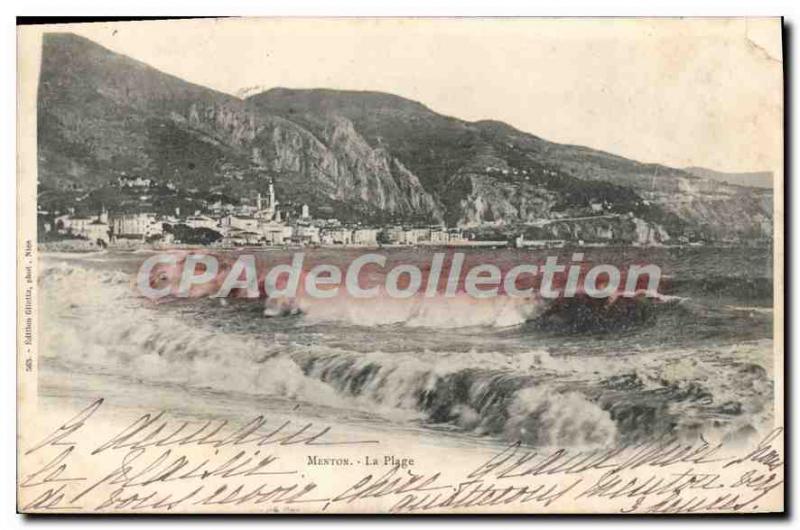 Old Postcard Menton Beach