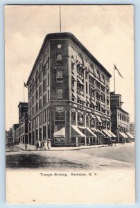 Rochester New York NY Postcard Triangle Building Exterior Roadside Scene c1905's