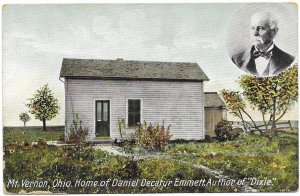 US Unused - Home of Daniel Decatur Emmett, Author of Dixie, Mt  Vernon, Ohio.