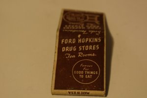 Ford Hopkins Drug Stores Tea Rooms 20 Strike Matchbook Cover