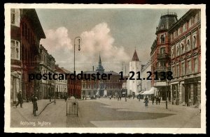 h4018 - DENMARK Aalborg Postcard 1920s Town Square