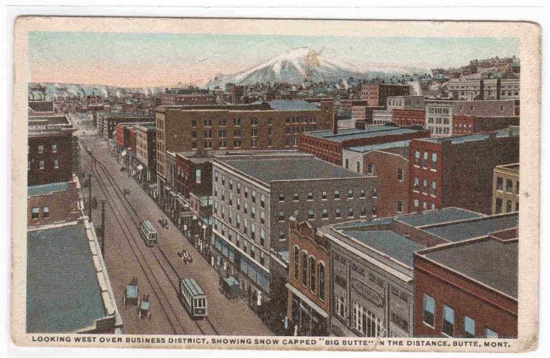 Panorama Business District Butte Montana 1920c postcard