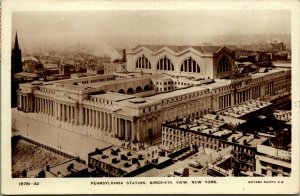 RPPC Birds Eye View Pennsylvania Station New York NY Rotary Photo Postcard 1918