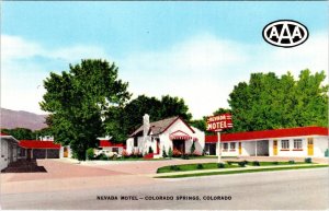 CO, Colorado Springs   NEVADA MOTEL  Roadside ca1950's Chrome Postcard