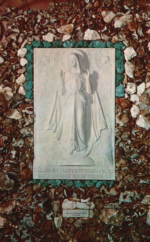 Vintage Postcard Immaculate Conception Plaque Litany Marble Munster Indiana IN