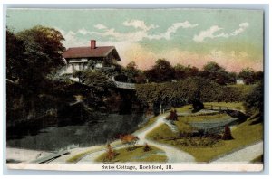 Rockford Illinois IL Postcard Scenic View Of Swiss Cottage c1910's Vintage Trees