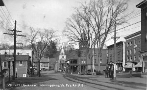 Springfield VT Main Street 1913 Winter No Snow Real Photo Postcard