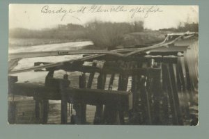 Glenville MINNESOTA RP1910 RUINS RAILROAD BRIDGE Fire Train nr Albert Lea Austin