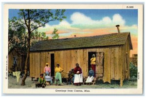 c1940 Family Picture House Greetings From Canton Mississippi MS Vintage Postcard