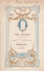 Rosemary Louis Parker Charles Wyndham Drama London New 1903 Theatre Programme