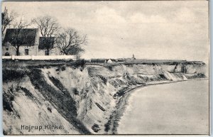 c1910s Hojrup Kirke Denmark Postcard Stevns Klint Cliff Edge Baltic Sea View