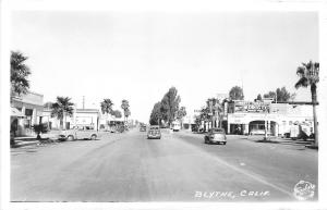 Street Cars Rexall Drug Store Blythe California Frasher Real Photo postcard