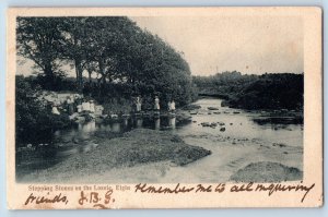 Elgin Moray Scotland Postcard Stepping Stones on the Lossie c1920's Antique
