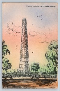 1946  Bunker Hill  Revolutionary War Monument  Charleston  Boston MA   Postcard