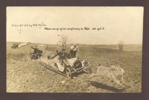 RPPC WH MARTIN EXAGGERATION POSTCARD RABBIT HUNTING REAL PHOTO POSTCARD