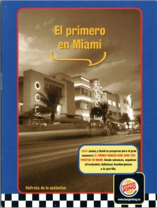 postcard advert Burger King Spain - El primero en Miami