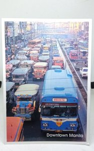 Buses And Jeepneys In Downtown Manila Phillipines Vtg Postcard