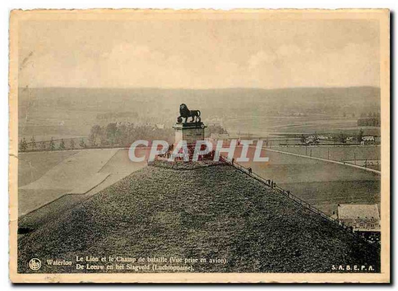 Modern Postcard The Lion and the battlefield (view taken by plane Waterloo