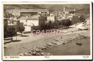 Old Postcard Portbou playa