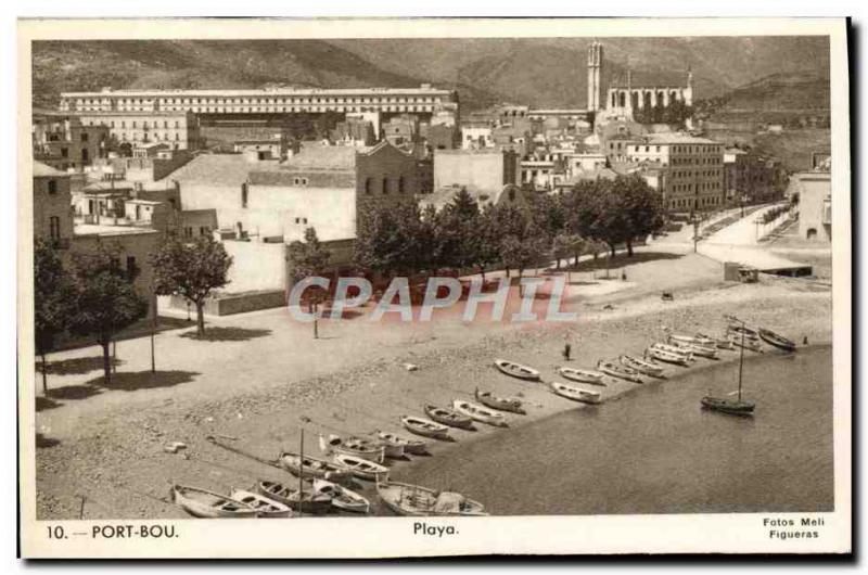 Old Postcard Portbou playa