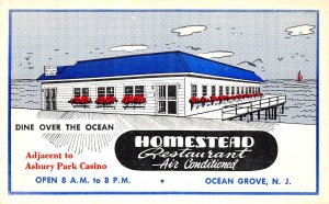 Ocean Grove New Jersey Homestead Restaurant, Divided Back Vintage PC U10128