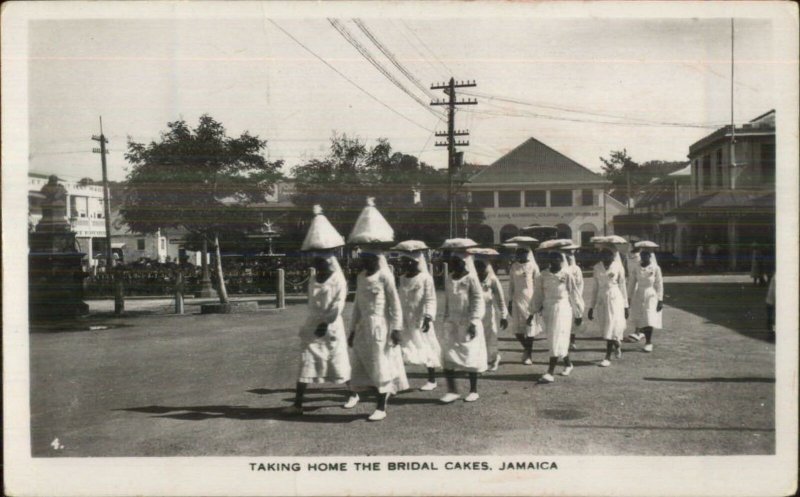 Jamaica Taking Home Bridal Cakes Publ Montego Bay Real Photo Postcard