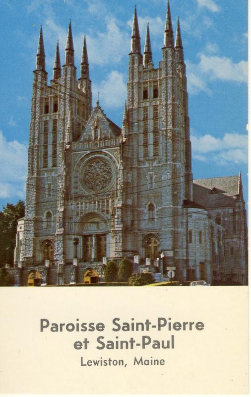 Lewiston, Maine/ME Postcard, Paroisse Saint-Pierre & St-Paul