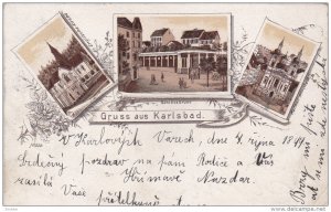 Gruss Aus KARLSBAD (Karlsruhe), Germany, PU-1899; Englische Kirche, Schlossbr...