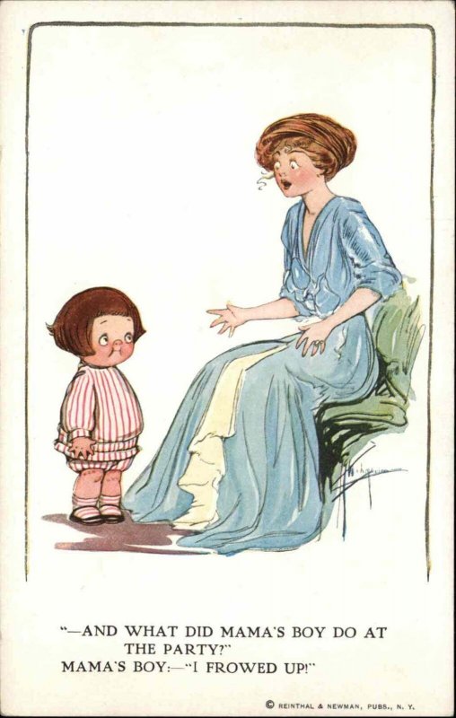 GG Weiderseim Mother with Little Boy Who Threw Up at Party Vintage Postcard