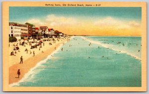 Vtg Old Orchard Beach Maine ME Beach Bathing Scene Hotels Surf 1930s Postcard