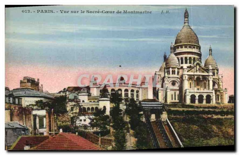 Old Postcard Paris View sue the Sacre Coeur of Montmartre