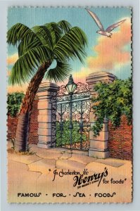 Charleston SC-South Carolina Henry's Rest. Advertising Vintage Linen Postcard