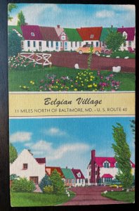 Vintage Postcard 1950's Belgian Village, U.S. Route 40, Bradshaw, MD