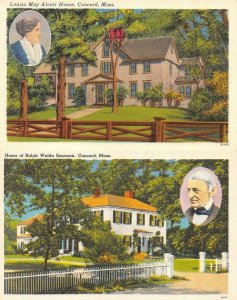 CONCORD, MA Massachusetts  LOUISA MAY ALCOTT & RALPH WALDO EMERSON Homes  *Two*