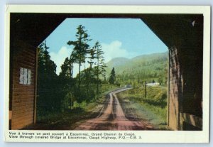 Gaspe Quebec Canada Postcard View Through Covered Bridge at Escuminac c1930's