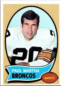 1970 Topps Football Card Paul Martha Denver Broncos sk21518