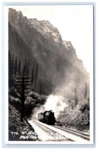 Postcard Mt MacDonald Connaught Tunnel, Canadian Pacific Railway RPPC Train D13