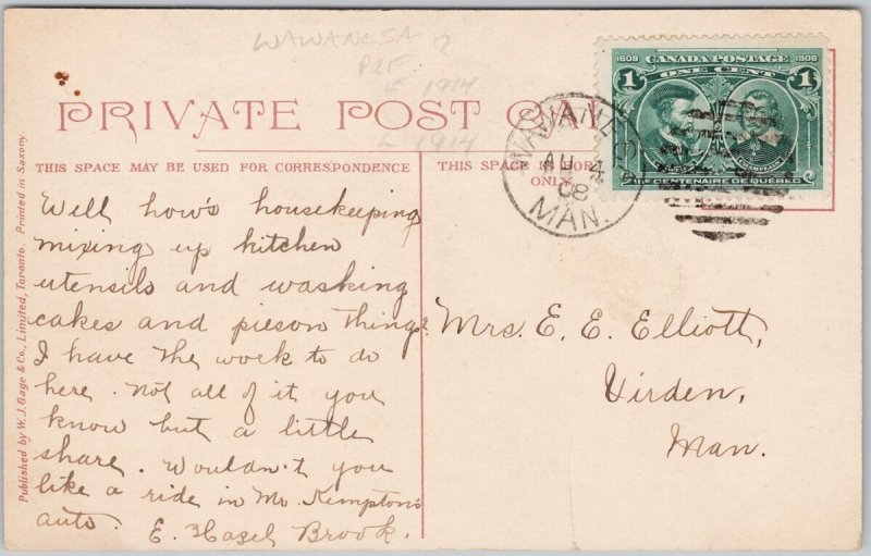 Normal School Toronto Ontario 1908 Wawanesa MAN Duplex Cancel Postcard D96