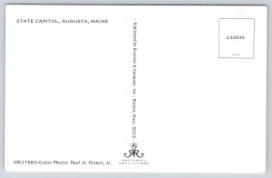 Augusta Maine~State Capitol From Lawn~Vintage Postcard