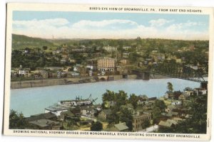 Postcard Bird's Eye View Brownsville PA from East End Heights