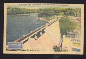 NORRIS TENNESSEE NORRIS DAM TVA SYSTEM VINTAGE ADVERTISING POSTCARD