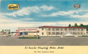 Arizona Flagstaff Motor Hotel roadside 1950s Colorpicture Postcard 22-10399