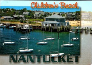 Nantucket, MA Massachusetts  CHILDREN'S BEACH Park~Homes~Sailboats  4X6 Postcard