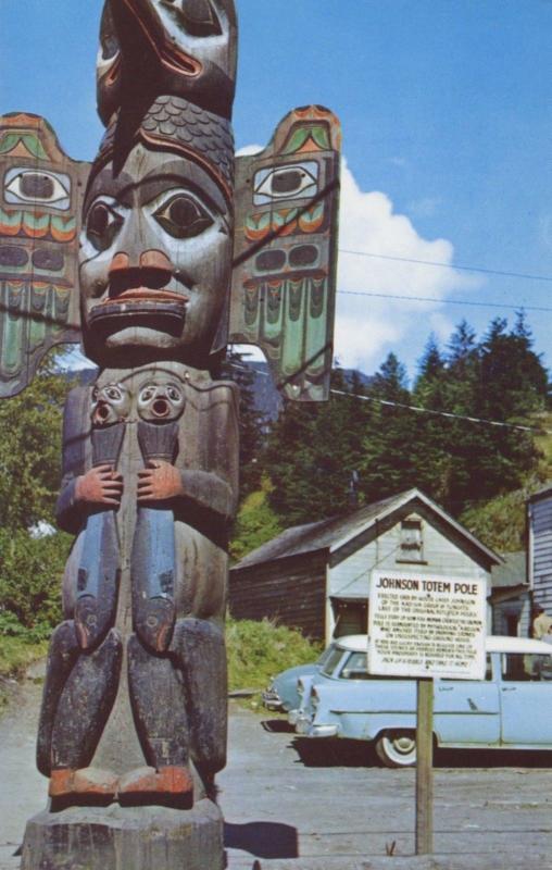 Johnson Totem Pole Ketchikan Alaska AK Indigenous Unused Vintage Postcard D25 