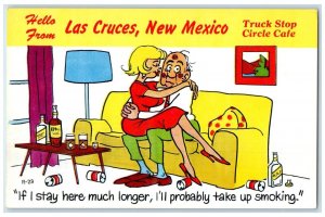 Hello From Las Cruses New Mexico NM If I Sta Here Longer Couple Romance Postcard