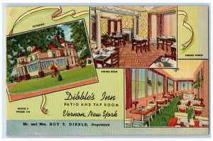 1946 Dibbles Inn Patio Tap Room Multiview Food Dinners Vernon New York Postcard